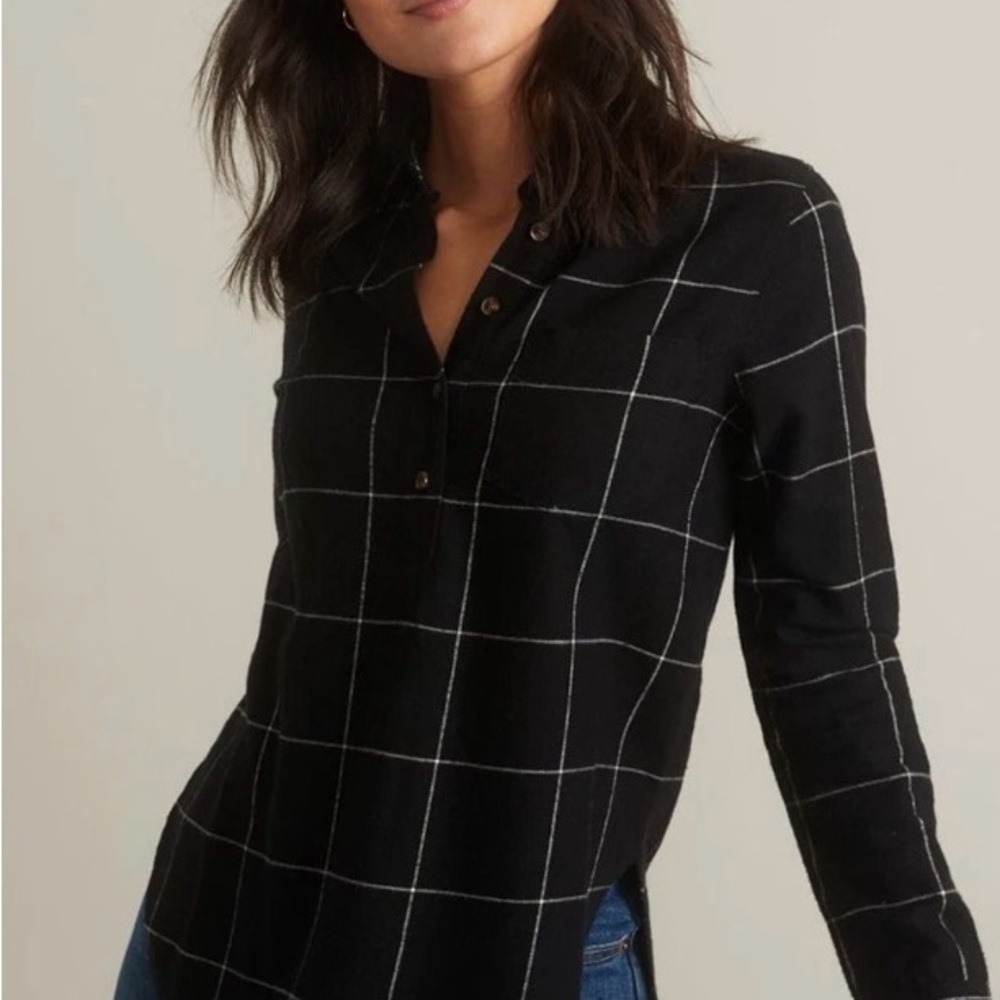Blue Marine Layer Checkered Women's Top Small